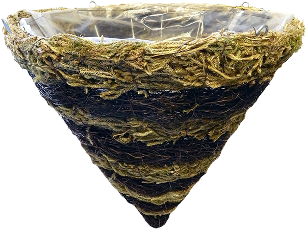 16 x 17 Inch Rattan Cone Moss 4 Strand Hanger – 15 per case - Hanging Baskets